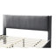 Lit plateforme double moderne avec tête de lit en velours côtelé gris anthracite et tiroir sous le lit, idéal pour la décoration de chambre à coucher