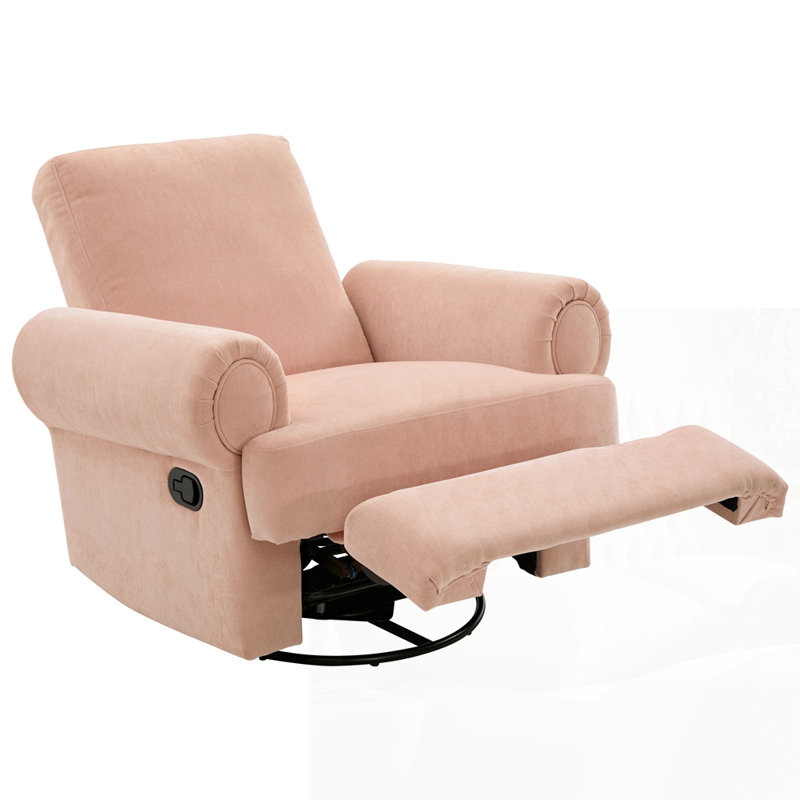 Manual Recliner Sofa Swivel Recliner Rocker Chair, Pink