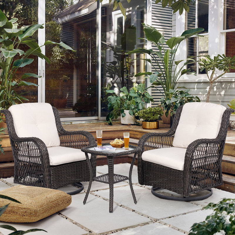 Chaise berçante pivotante avec coussins Shawen, Crème