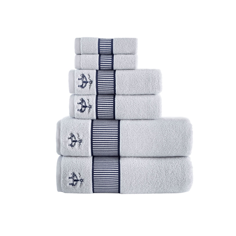 Drap de bain en coton, Argent, Ensemble 6 serviettes de bain