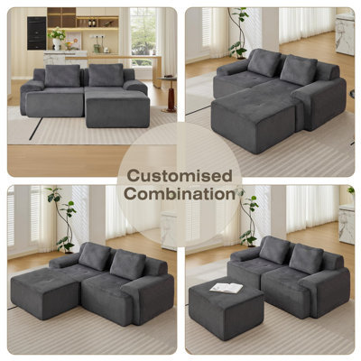 Modular Sectional Sofa, Modular Cloud Sofa With Deep Seat, Big Comfy Couch For Living Room, White