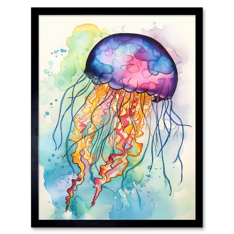 Jellyfish Swimming - Single Picture Frame Print
