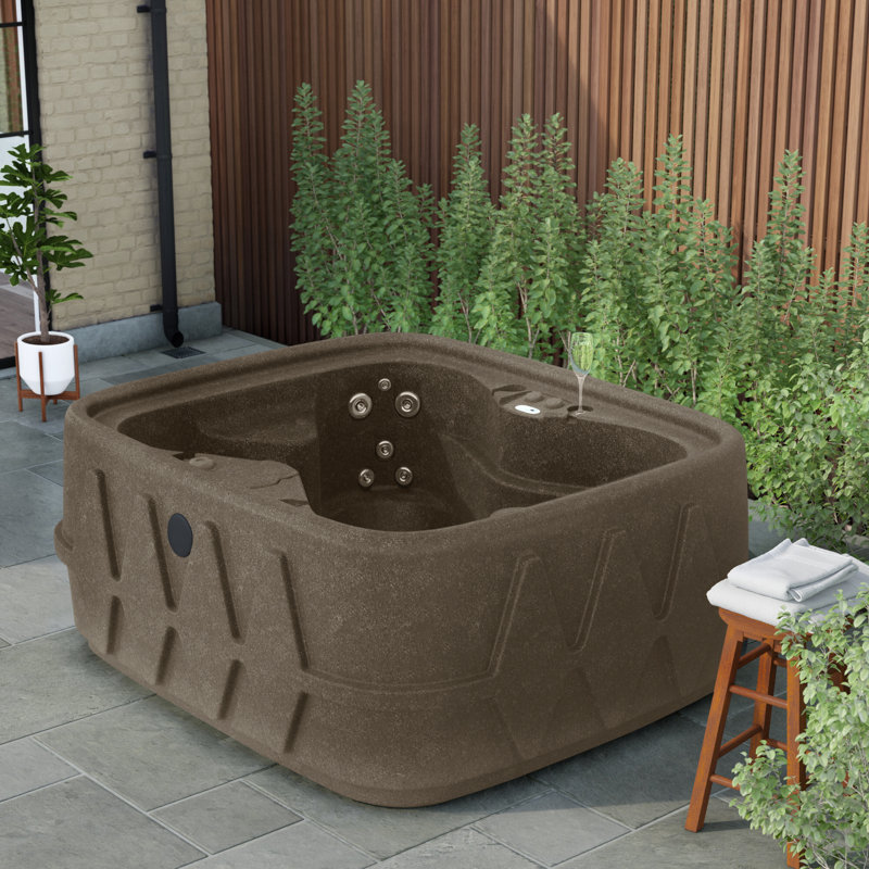 AquaRest Discover AR400 Premium 4-Person 20-Jet Plug & Play Hot Tub with Ozonator, LED Waterfall and Stainless Steel Heater