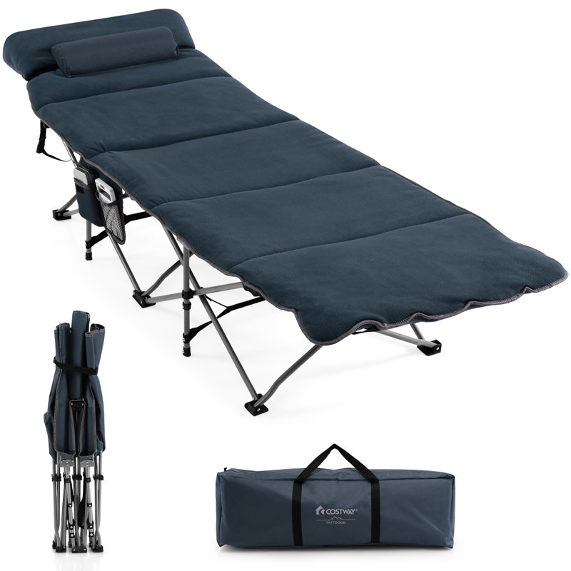 Lit de camp pliable rétractable Costway, Bleu