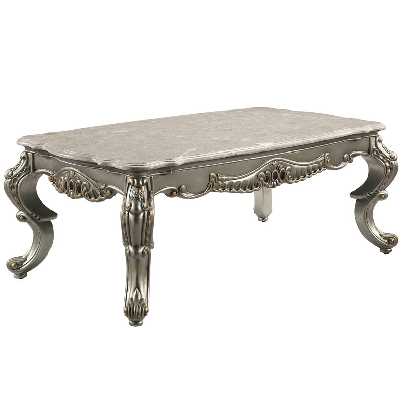 Table basse au fini bronze antique avec marbre - Design élégant et moderne