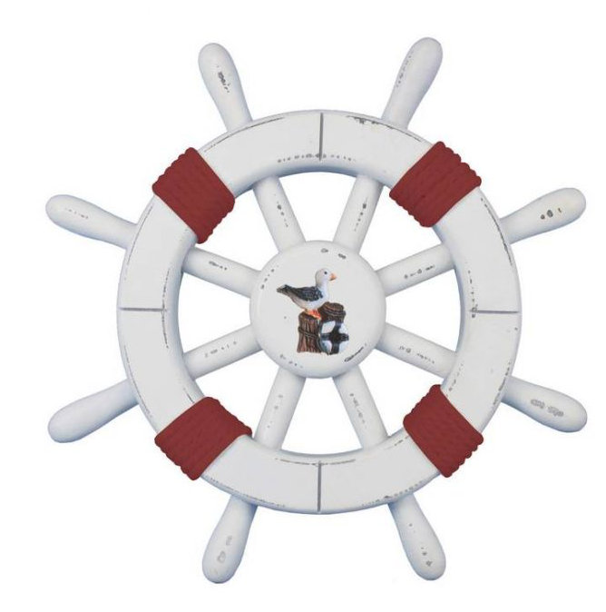 Décoration murale roue d’expédition Wetzel, Blanc / Rouge, H 12 po x l 12 po x P 1 po