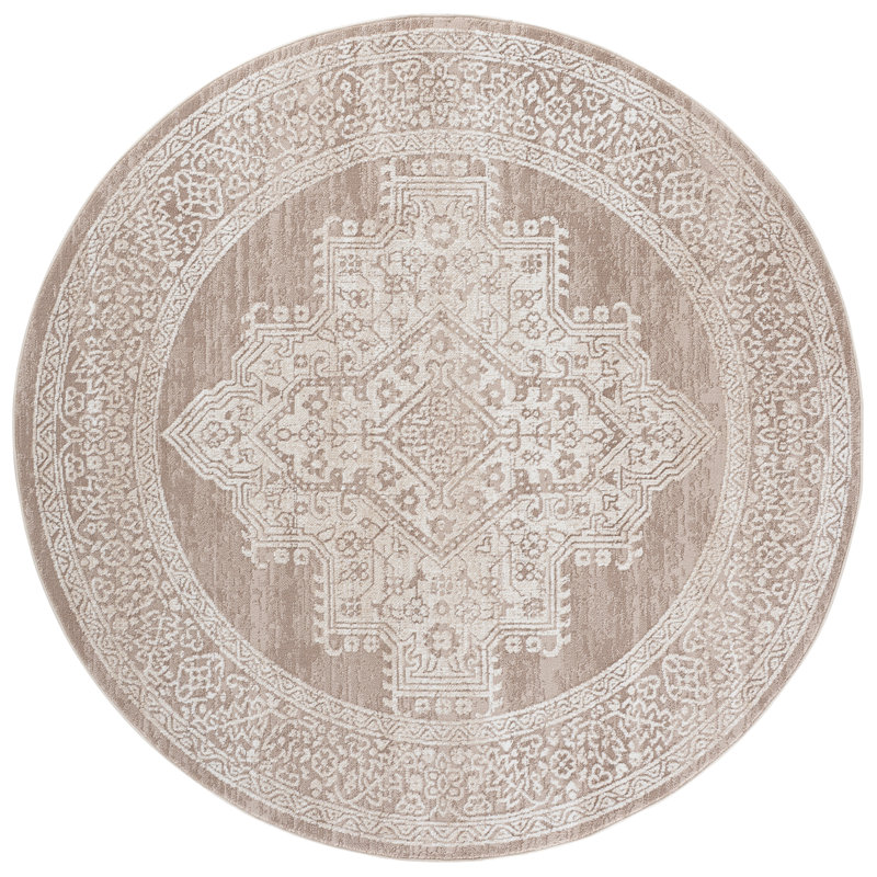 Chamber Power Loom Performance Oriental Indoor Rug, 6'-7" x 6'-7" Round