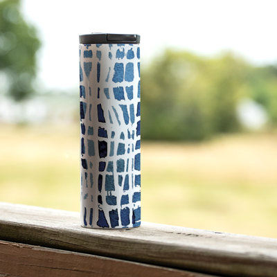 Highland Home Blue & White  17 oz. Stainless Steel Tumbler w/ Lid