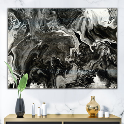 " White, Grey And White Hand Painted Marble Acrylic V " Painting Print