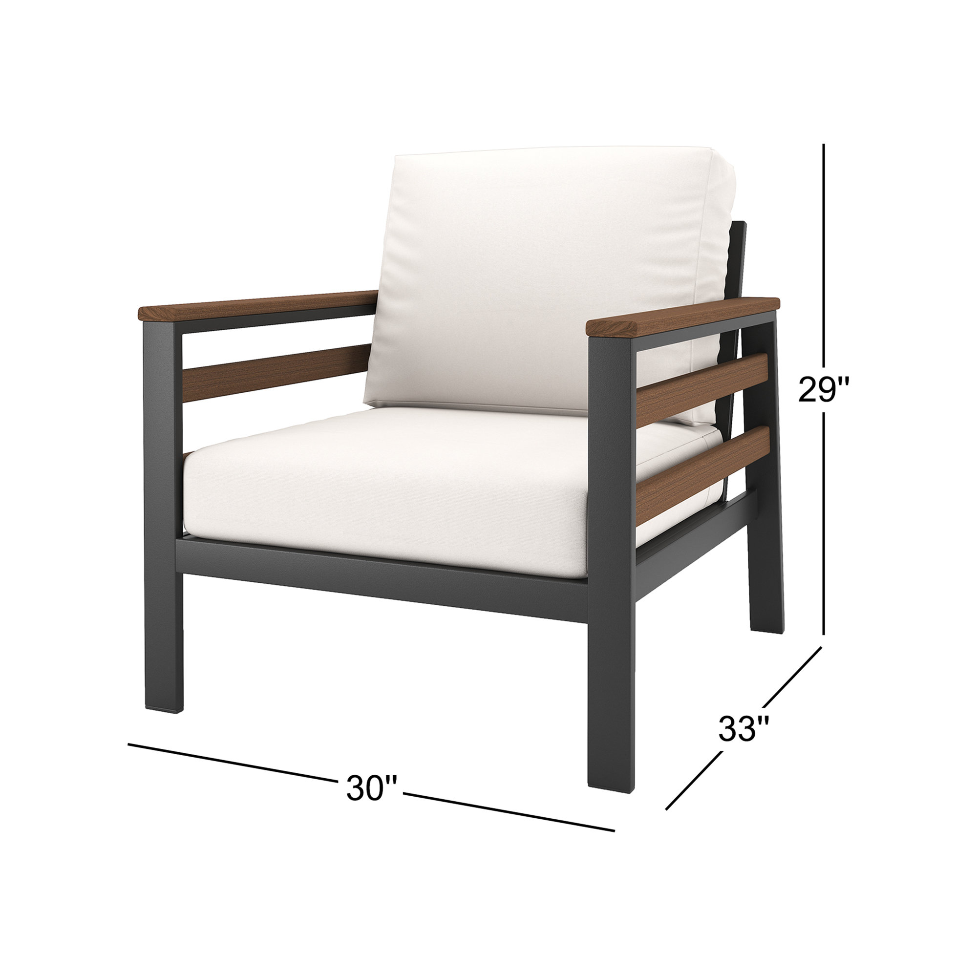 Townsend Patio Chair with Sunbrella® Cushions, Brown/Dark Gray, Sunbrella Canvas Natural