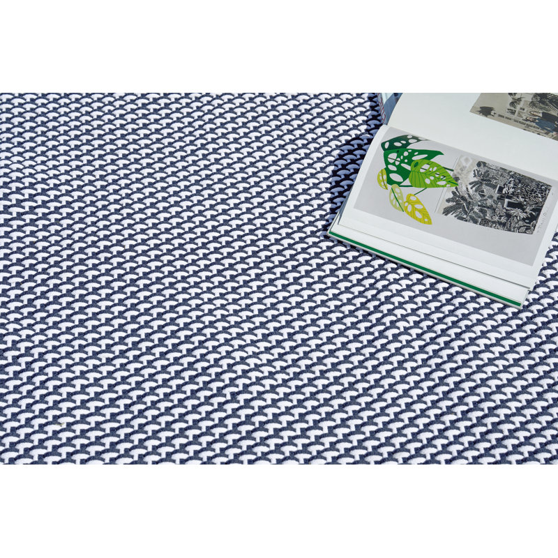 Harbor Rectangle Flatweave Polypropylene Indoor/Outdoor Area Rug, Rectangle 6' x 9', Blue/White