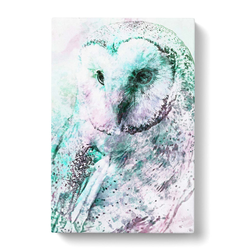 Barn Owl Abstract Art - Wrapped Canvas Painting, 76cm H x 50cm W x 3cm D