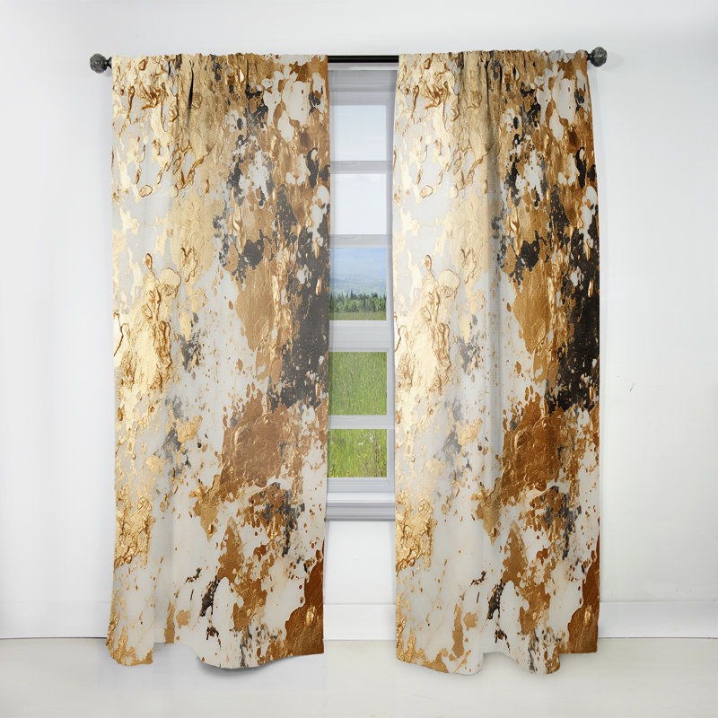 Sommer - Champagne Curtain - Room Darkening Abstract Curtain - 1 Panels, 52" W x 63" L