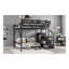 Grand lit mezzanine en métal avec escalier, tablettes de rangement et garde-robe - Grand lit superposé pour adultes, adolescents et enfants