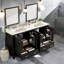 Ensemble de meuble-lavabo 60 po avec lavabos doubles (séparés), lavabos doubles en céramique, tablette de rangement et tiroirs séparés (miroir non inclus) - Solution de salle de bain moderne pour salles de bain spacieuses-439895045
