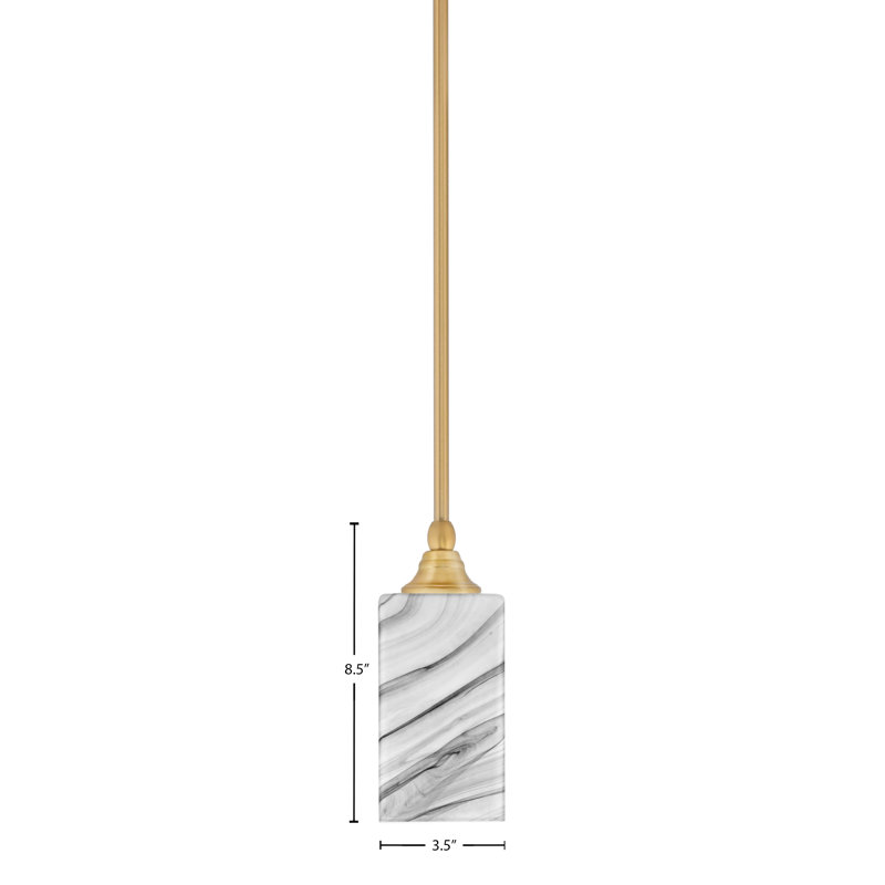 Mini-luminaire suspendu avec tige en verre 3,5 po, Onyx carré