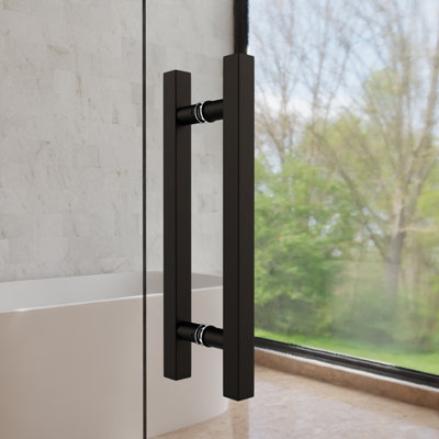 Brixwell SPL6X60RB Square Ladder Pull Back-to-Back Handle 10" Length, 6" Mounting Center To Center, 5/16" To 1/2" Glazing Thickness, Oil Rubbed Bronze Finish
