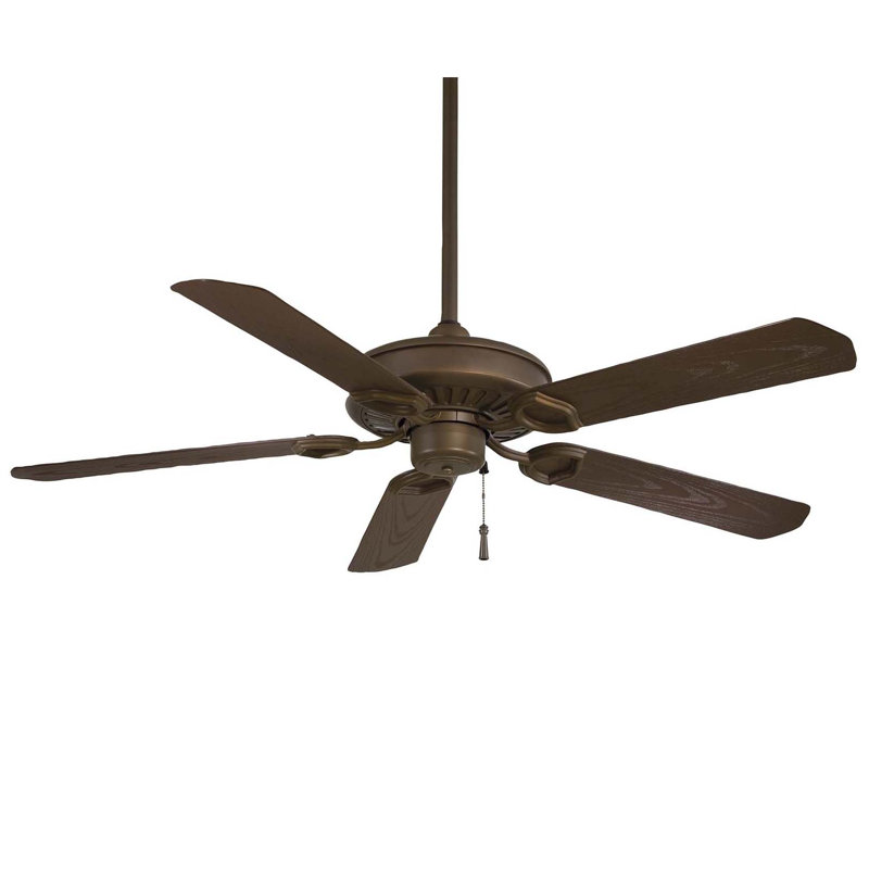 54" Sundowner 5 - Blade Standard Ceiling Fan with Pull Chain, Oil Rubbed Bronze with Dark Maple Blades