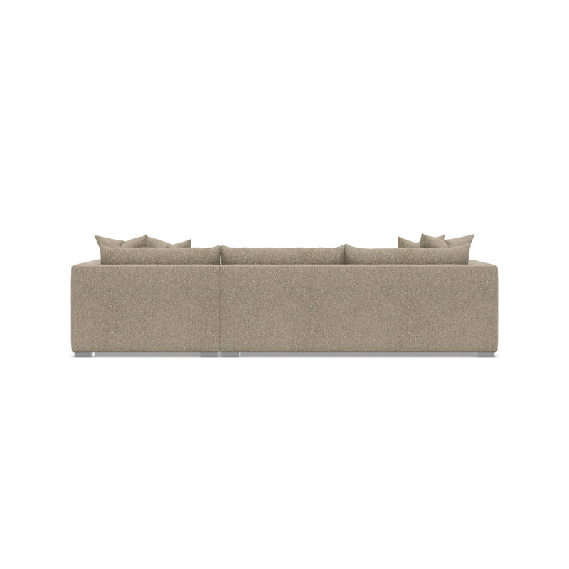Chaise Sectional, Tan Polyester, Right Hand Facing