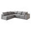 Canapé 99 * 103 po Cloud, tissu en velours côtelé, sièges profonds, conception à deux couches, coussin amovible, sans assemblage, combinaison de bricolage pour le salon, la chambre à coucher, la salle de conférence, l’appartement, gris-38870000