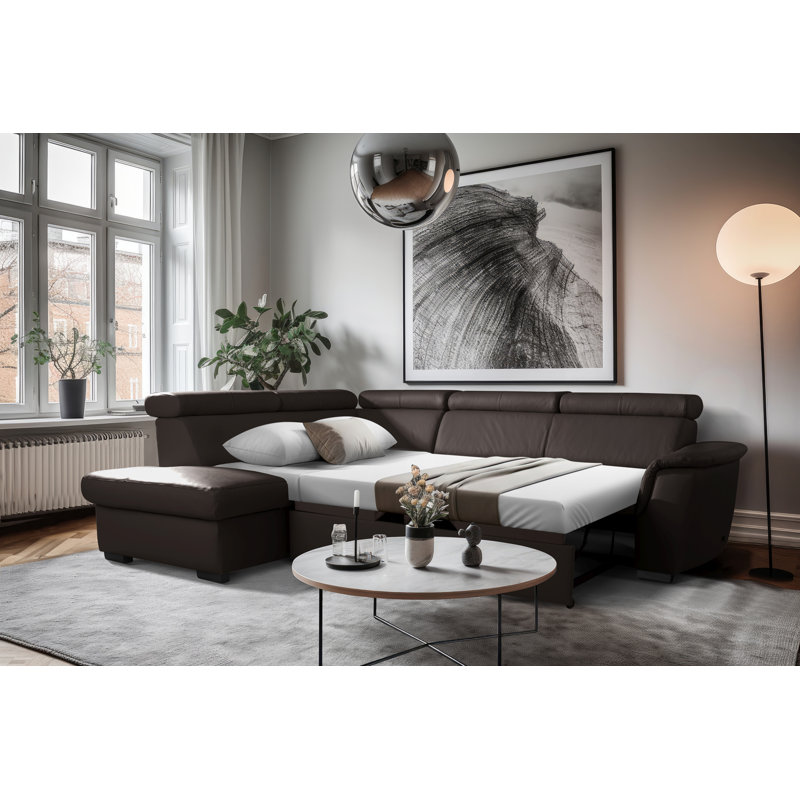 4 Seater Sectional, Left Hand Facing, Dark brown