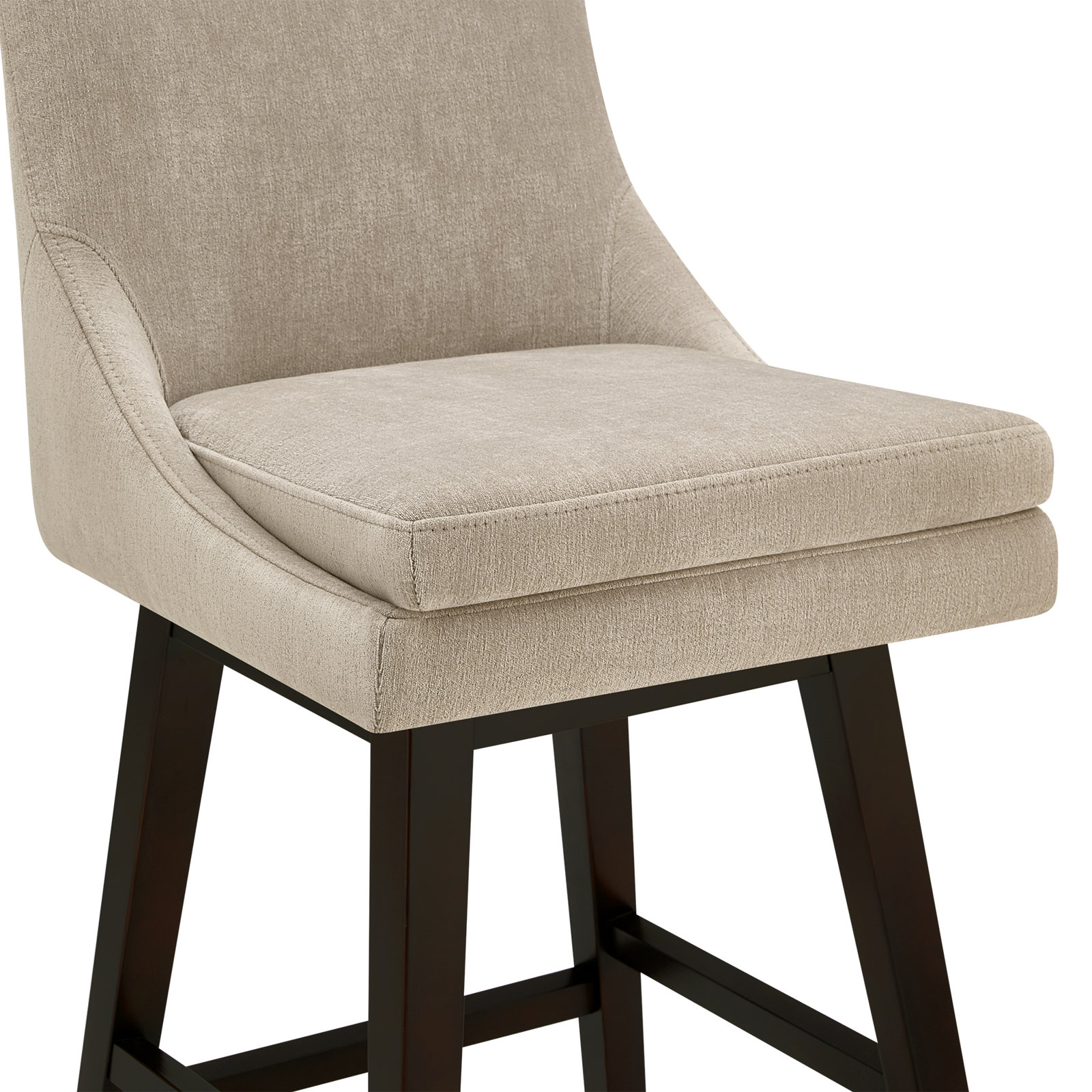 Zahara 26" Upholstered Swivel Counter Stool, Bar Stool (30” Seat Height), Tan Polyester/Brown