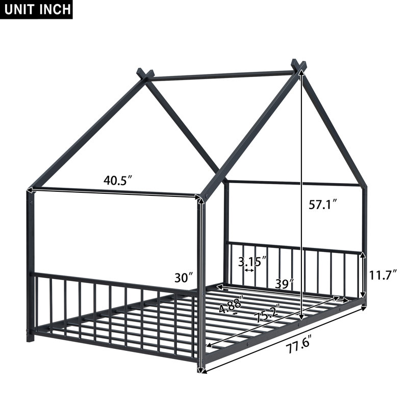 Tomita Metal House Bed, Black, Twin