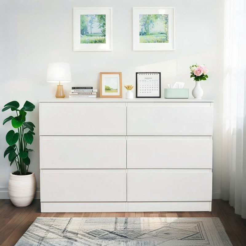 Commode 6 tiroirs, Blanc