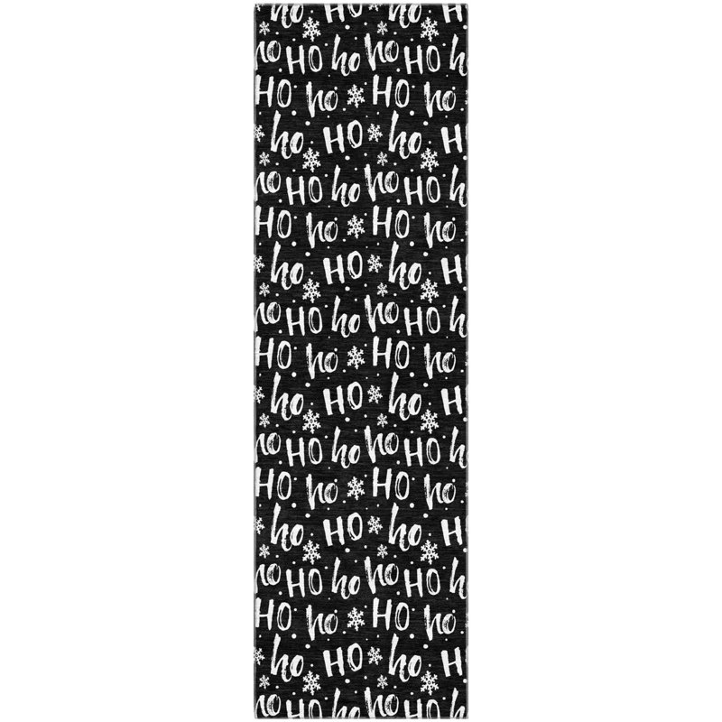 Premium Machine Washable Dockside AMF1814 HoHoHo Snowy Christmas Rug, Runner 2'3" x 7'6"
