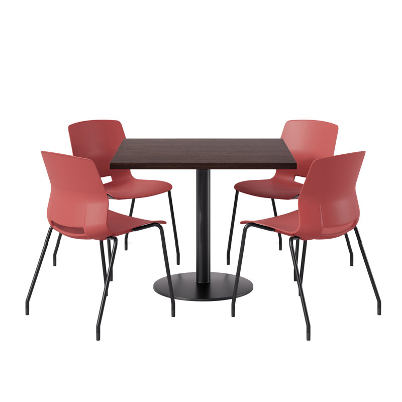 Ensemble repas pour 4 personnes à hauteur de bar, H 41 po x L 42 po x l 42 po, Rouge / noir, Espresso