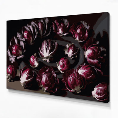 Légumes, art mural sur toile rouge Radicchio