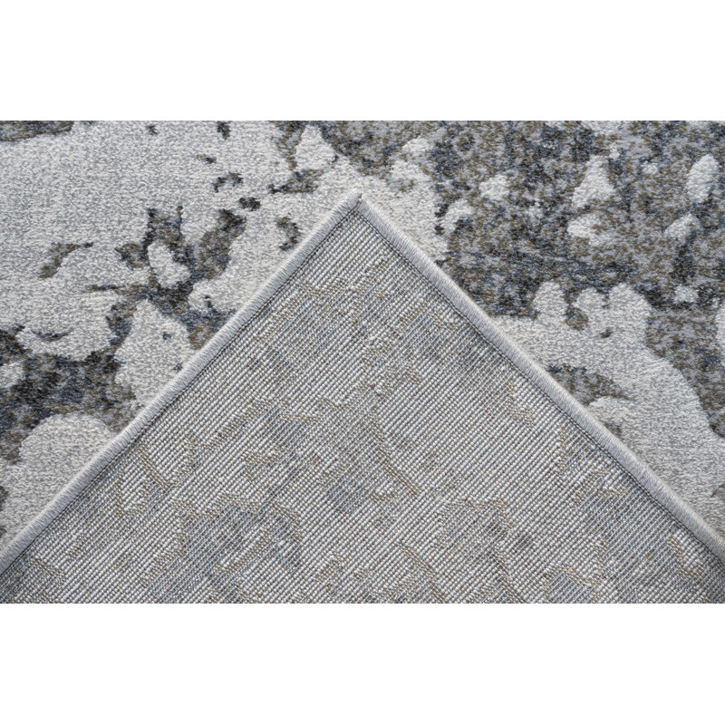Tapis en polypropylène bleu, ivoire, gris et beige Stella, Rectangle de 5 pi x 8 pi