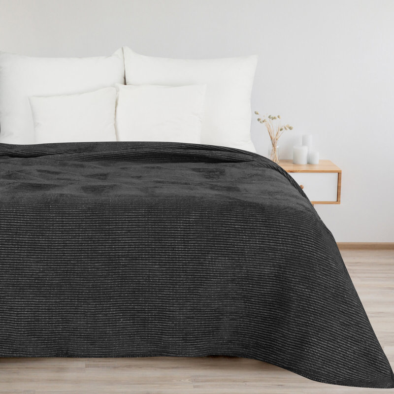 Montevia Polyester No Pattern Bedspread, W200 x L220cm, Black