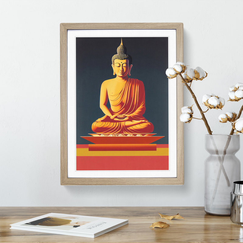 Splendorous Buddha - Framed Print, 46cm H x 34cm W x 2cm D, Oak Framed