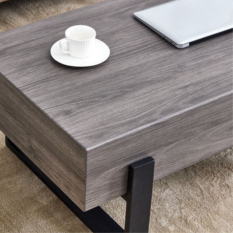 Nuhamin Coffee Table, Gray, 17.7" H x 47.2" L x 23.6" W