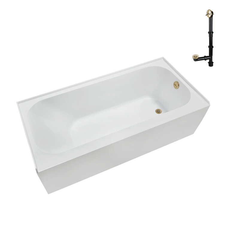 Streamline 66 in. x 32 in. Acrylic Right-Hand Drain Alcove Bathtub in Glossy White With External Drain