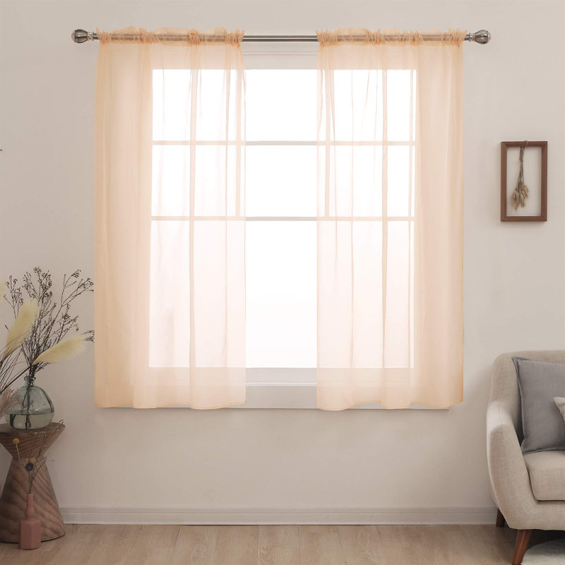 Rod Pocket Sheer Voile Curtain (Set Of 2), Gray, 60" W x 72" L