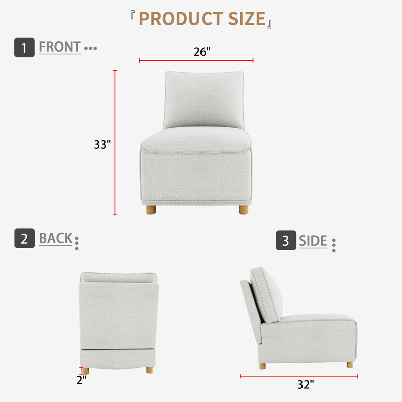 Bussard Upholstered Accent Chair, Light Gray Linen Blend