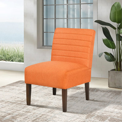 Chaise d'appoint moderne, chaise longue sans accoudoirs avec revêtement capitonné et pieds en bois, chaise d'appoint en tissu pour le salon, la chambre à coucher, le meuble-lavabo de maquillage, la conception à dossier horizontal pour patio, décoration confortable