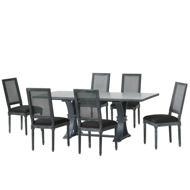 Lamm Extendable Trestle Dining Set, Gray, Black