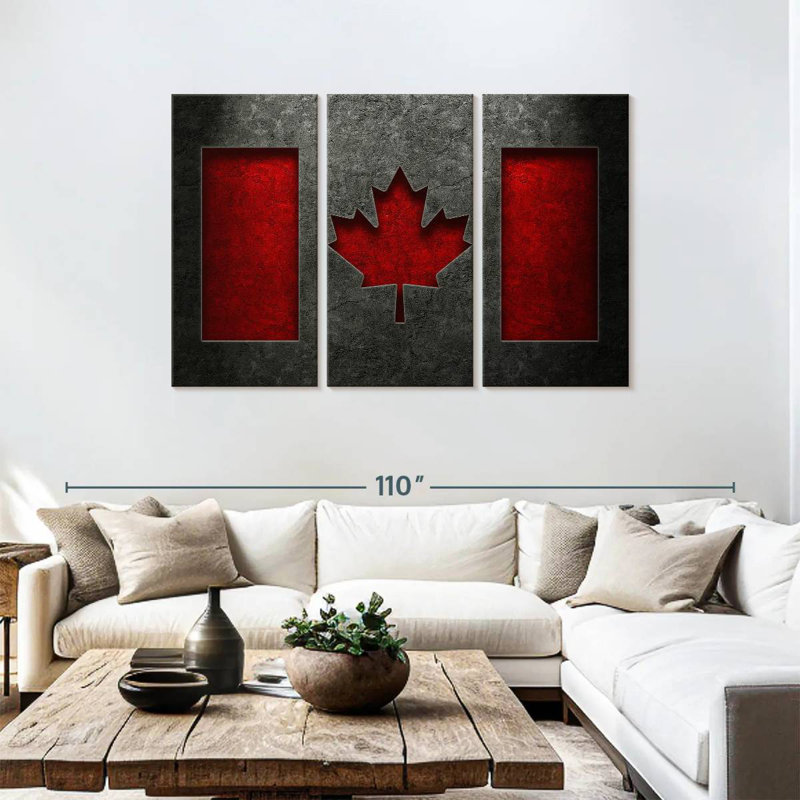 Borges Canadian Flag Stone Texture, 48" H x 74" W