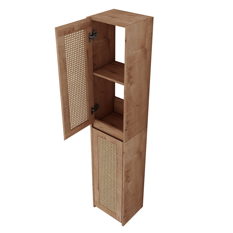 Modern Bathroom Side Cabinet, Soft Close, Organized Interior 2 Doors Storage, Wall Mounted