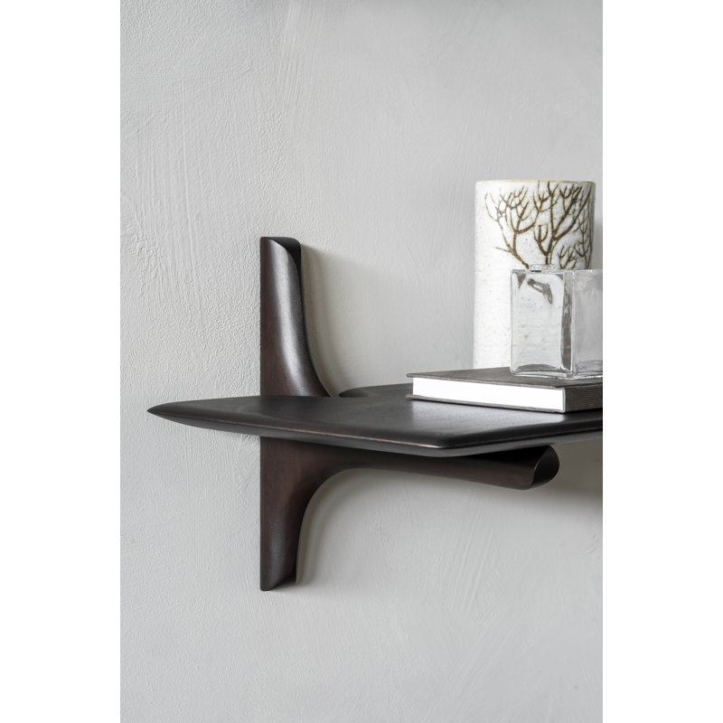 PI Mahogany Solid Wood Bracket Shelf, 11" H x 39.5" W x 14" D