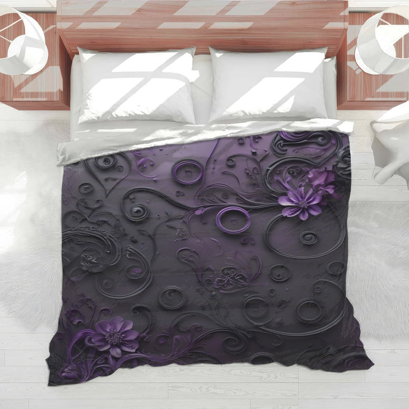 Édredon floral mauve complexe, Simple extra long
