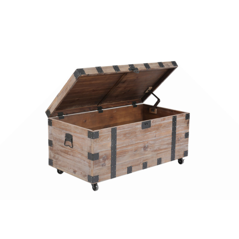 Reclaimed Wood Trunk Table Side Table S/3 With Large Storage Dress Up Your Liviing Room