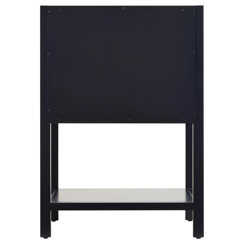 24" Robertson Single Bathroom Vanity Set with Oval Undermount Sink, 8" Widespread, Arctic White Quartz, Midnight Navy Blue