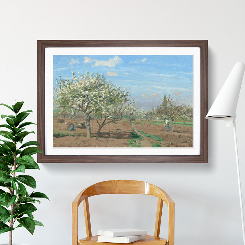 Orchard in Bloom by Camille Pissarro - Framed Print, Walnut Framed, 27cm H x 36cm W x 2cm D