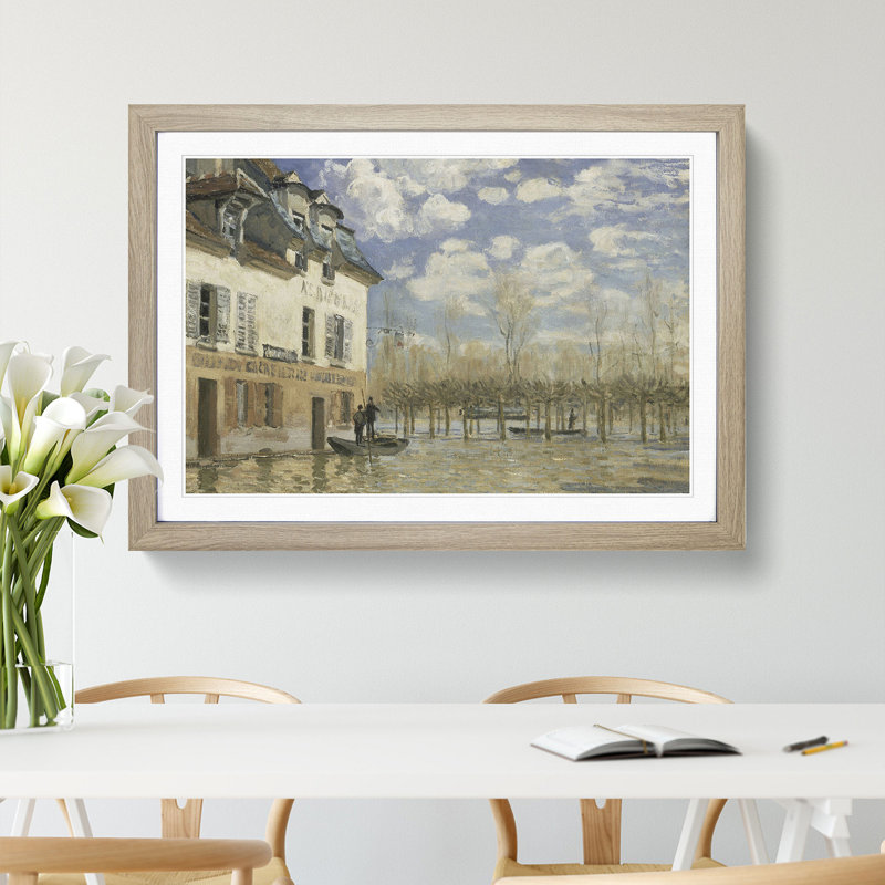 The Flood at Port-Marly by Alfred Sisley - Picture Frame Painting, Oak, 36cm H x 48cm W x 2cm D