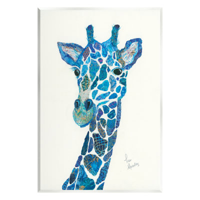 Blue Giraffe Varied Collage Assortment Animal by Lisa Morales - Unframed Painting on MDF