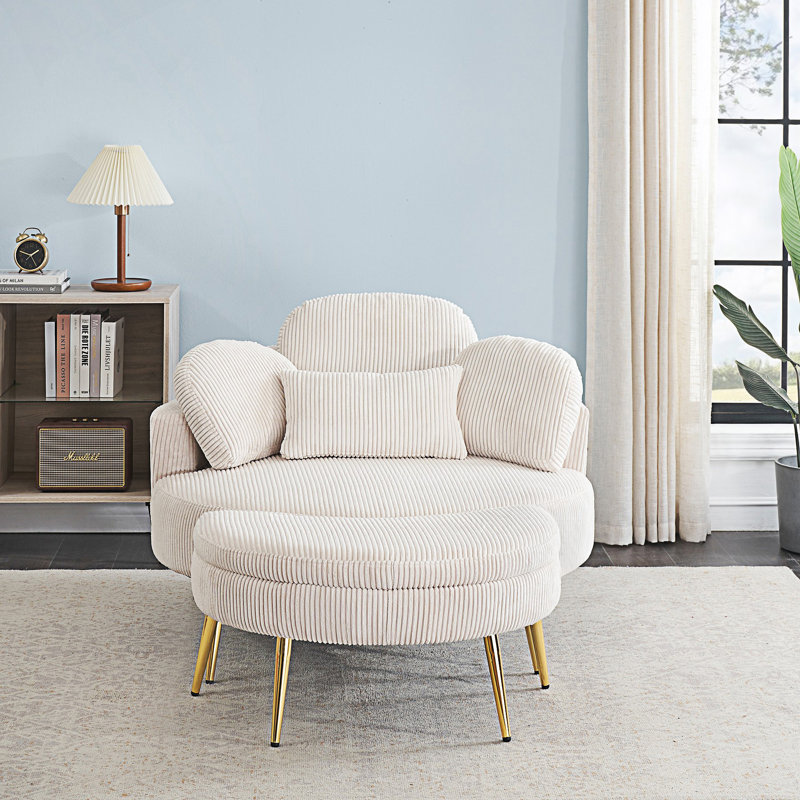 Compact Sofa With End Table, Beige